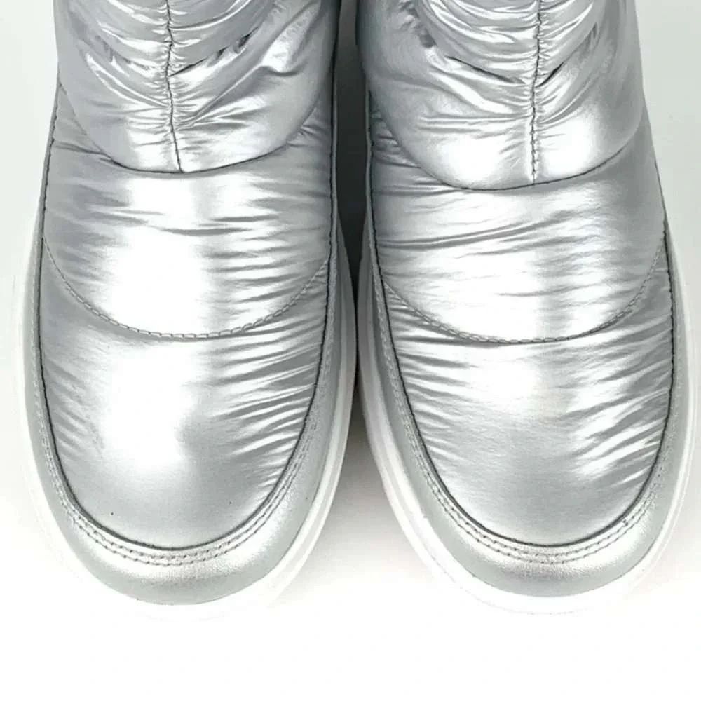 Sorel Waterproof Metallic Silver Puffer Snow Boots‎ Womens 9.5 Après Ski Y2K
